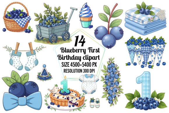 Blueberry First Birthday Clipart Bundle: Freebies Review