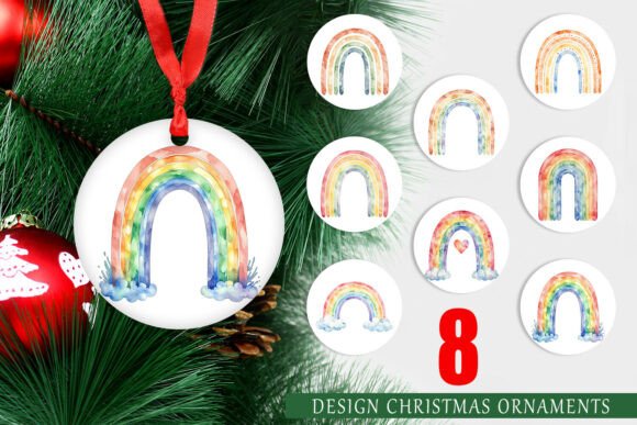 Boho Rainbow Watercolor Ornament for Illustrations