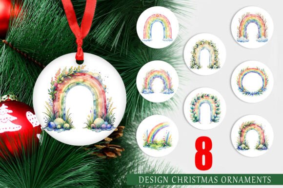 Botanical Rainbow Watercolor Ornament: Illustrations for Sellers