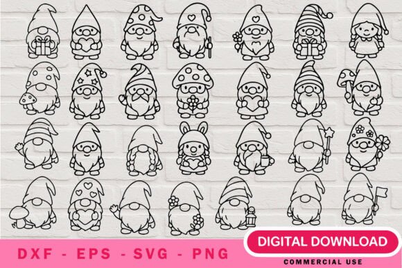 Chibi Gnome SVG Bundle Cricut Illustrations
