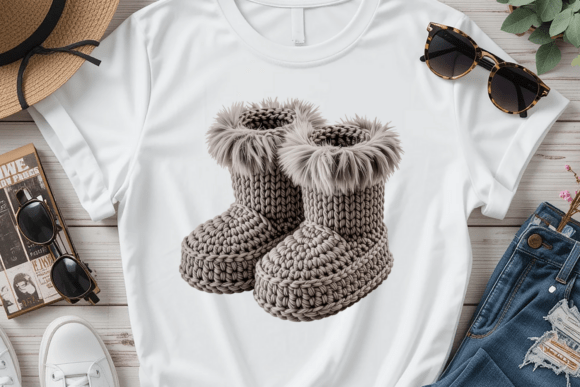 Crochet Winter Boots PNG & Illustrations