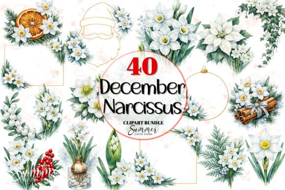 December Narcissus Floral Frames Clipart Review