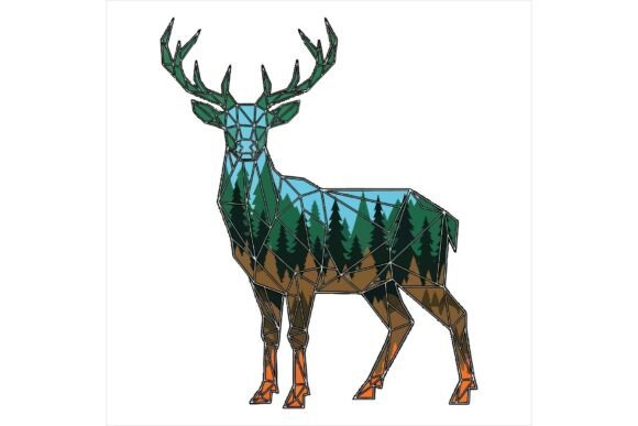Deer Silhouette with Forest Trees Nature Illustrations Review
