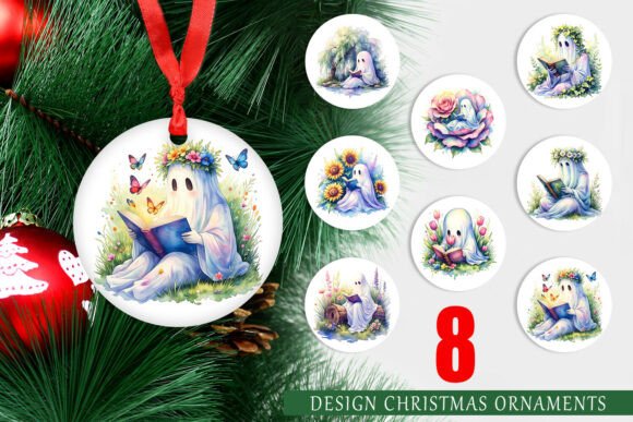 Floral Garden Book Ghost Ornament: Illustrations