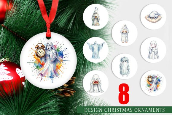 Groggy Morning Coffee Ghost Ornament PNG: Editorial Illustrations Review