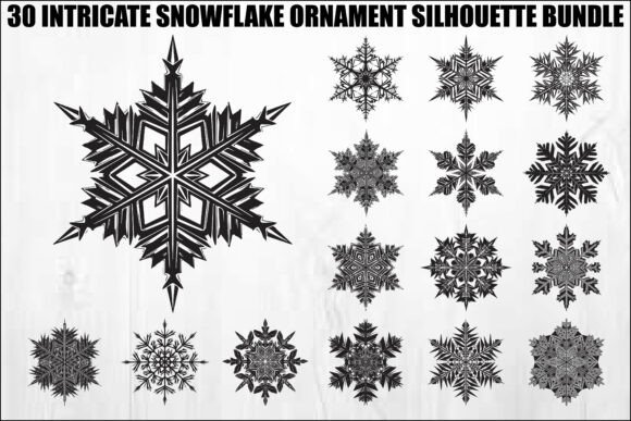 Intricate Snowflake Ornament Bundle: Illustrations