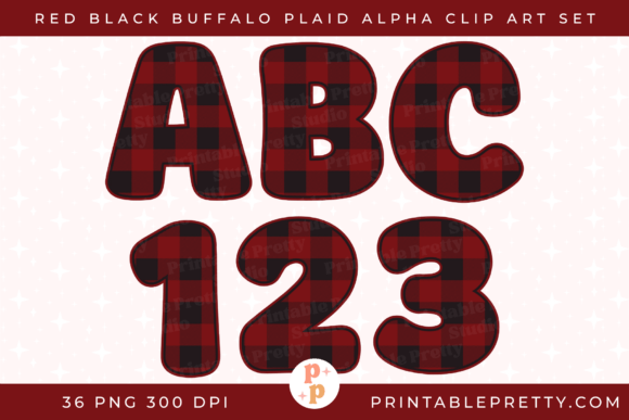 Red Black Buffalo Plaid Alphabet PNG Review