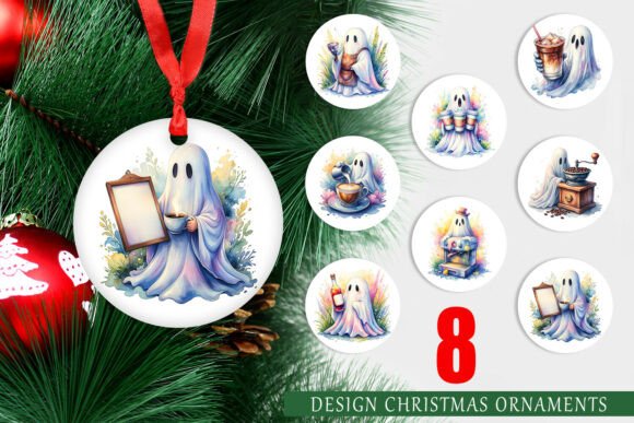 Review: Watercolor Barista Ghost Ornament PNG for Embroidery