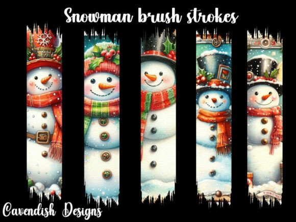 Snowman 10 X Brush Stroke Designs PNG & Illustrations