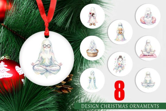 Spa Day Ghost Watercolor Ornament PNG Review