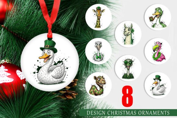 St Patricks Animal Caricature Ornament Illustrations