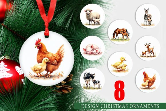 Watercolor Farm Animal Ornament PNG Review