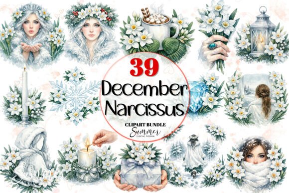 Winter Floral December Narcissus Clipart Review